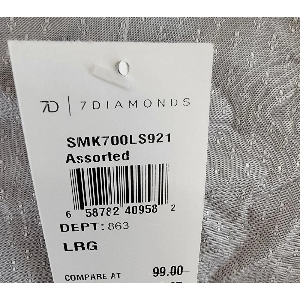 7 Diamonds Button Up Shirt Men's L Gray with Elbow Pads Collared Long Sleeves - Picture 15 of 15